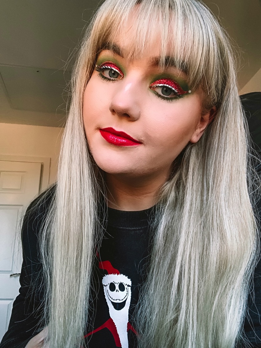 festive santa hat makeup